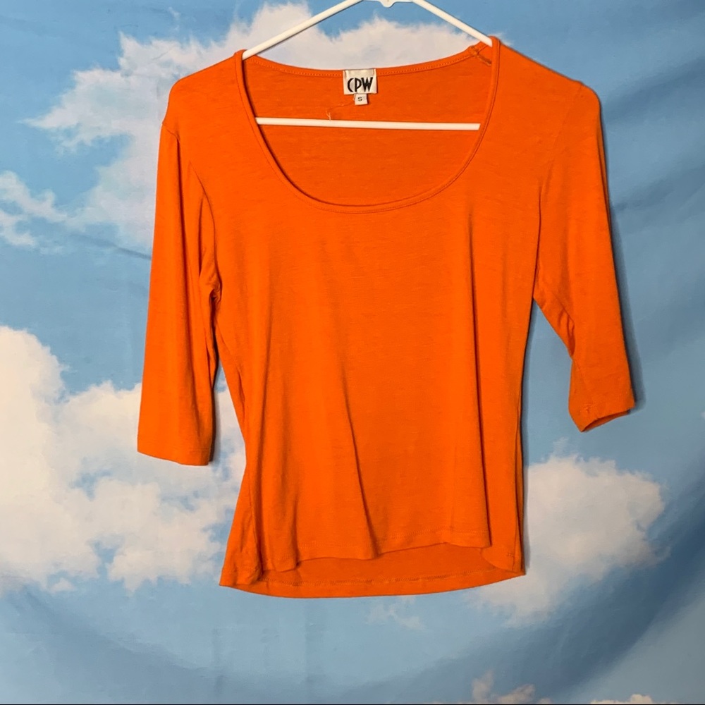 CPW- Orange 3/4 Sleeve Scoop Neck Top size Small